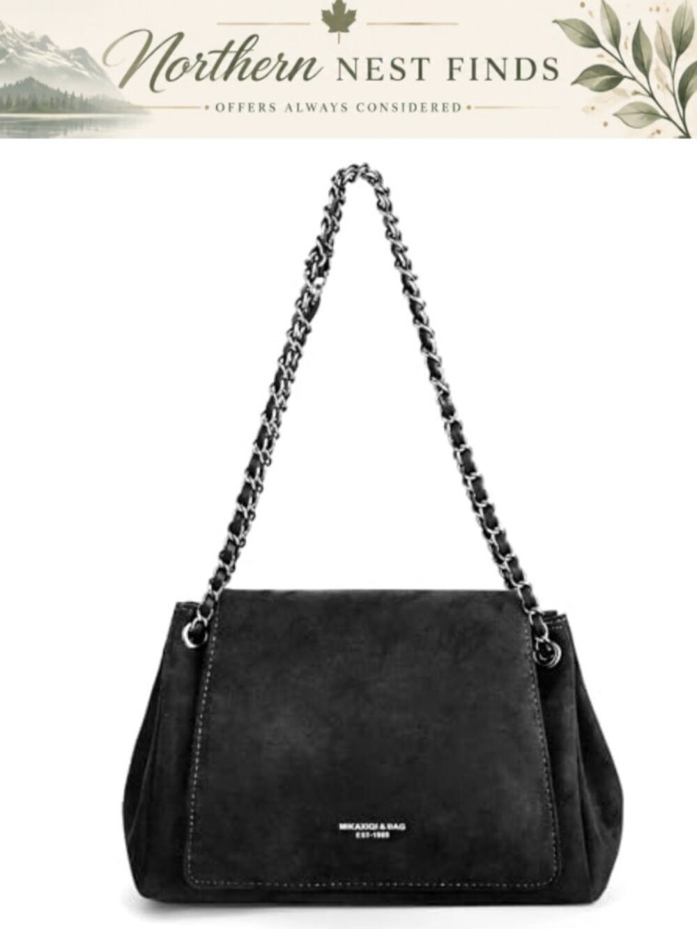 Faux Suede Slouchy Shoulder Bag Convertible Strap Crossbody Handbag
